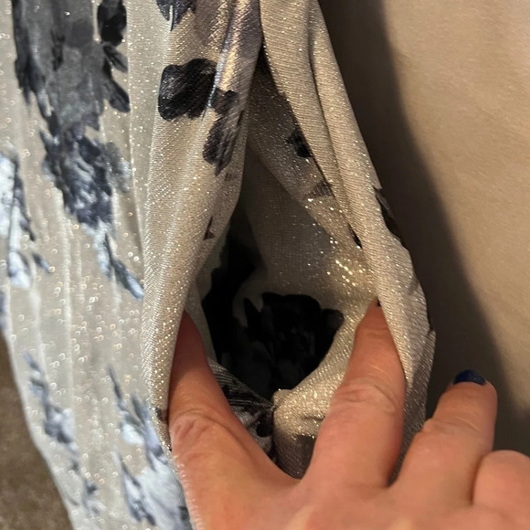 City Studios Juniors Lace-Up Floral Glitter Silver Charcoal Ball Gown Formal sz5 - Picture 7 of 16